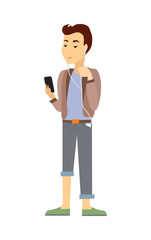 Teenager with Gadgets Flat Vector Illustration 