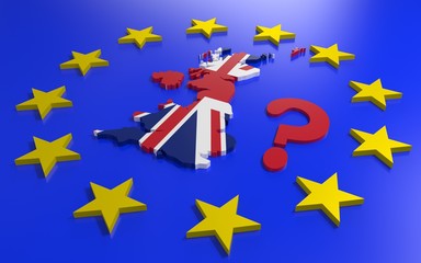 Great Britain map with flag and EU stars