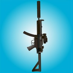 Military rifle on a blue background
