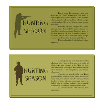 Hunting season card with hunter silhouette on an isolated background.Vector illustration.