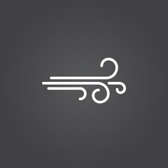 wind line icon, outline vector logo, linear white sign isolated, forecast weather symbol