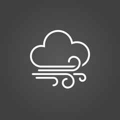 wind and clouds line icon, outline vector logo, linear white sign isolated, forecast weather symbol