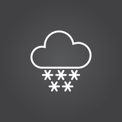 Snow weather line icon, outline vector logo, linear white sign isolated, forecast weather symbol