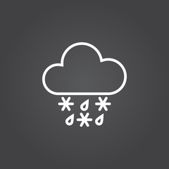 sleet weather line icon, outline vector logo, linear white sign isolated, forecast weather symbol