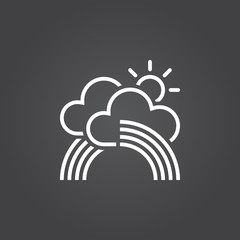 Rainbow line icon, outline vector logo, linear white sign isolated, forecast weather symbol
