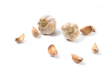 Garlics on a white background