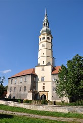 old church and castle, city Tovacov, Czech republic, Europe