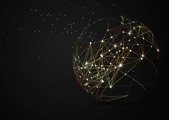 Point and curve constructed the sphere wireframe, technological sense abstract illustration