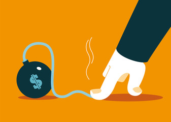 hand to stop the explosion of dollar. Preventing