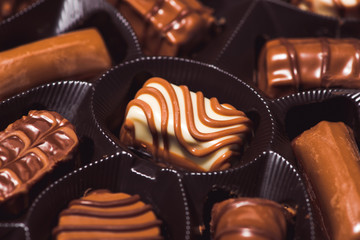 Close-up of variety chocolates in box