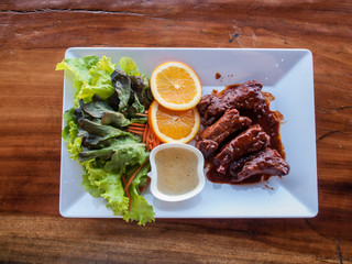 roast pork and condiments