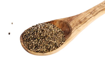 Hemp seeds isolated on white background