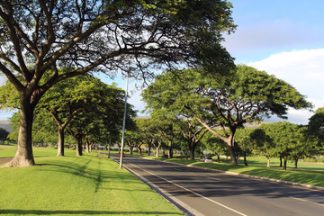 A street view of the residential community. Kapolei, Oahu, Hawaii, USA