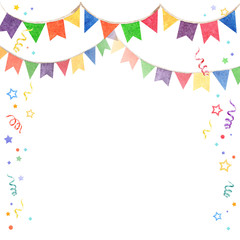 Watercolor illustration of banner flags. Decorations Festival and celebrations.