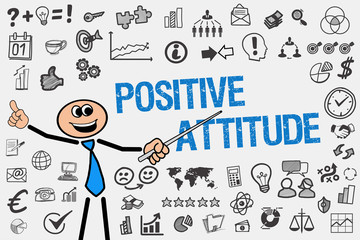 Positive Attitude / Mann mit Symbole