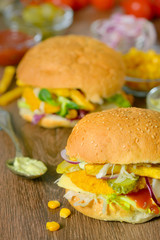 Homemade burger on the table