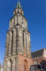 Fototapeta na wymiar Martini church tower in the historical center of Groningen