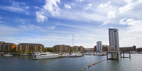 Maritime Quarter, Swansea, UK. Maritime Quarter is one of the marina in Swansea surrounding with apartments and flats