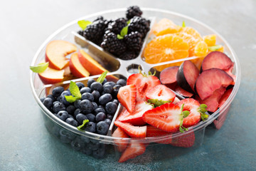 Assorted fruit and berries on a plate