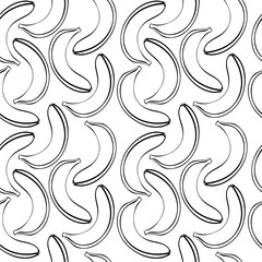 Seamless pattern of cartoon bananas. Drawn fruit on a white background. Eco texture for color books.