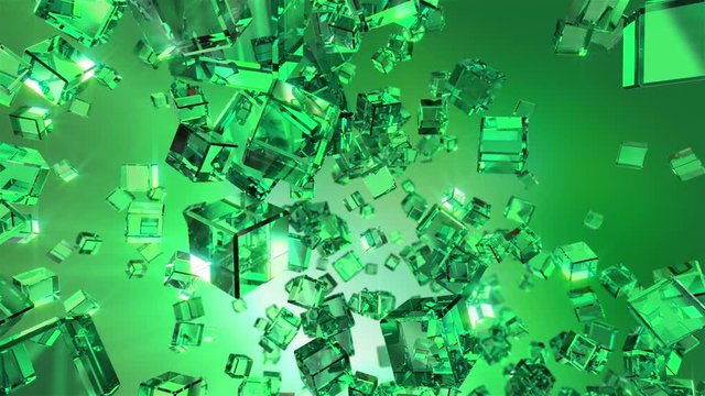  High quality video of green cubes abstract loopable background animation