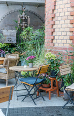 seating / Terrace with tables, chairs, plants and decoration