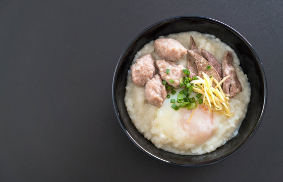 rice porridge with pork and egg