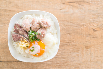 rice porridge with pork and egg