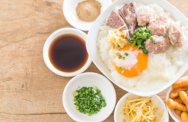 rice porridge with pork and egg