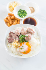 rice porridge with pork and egg