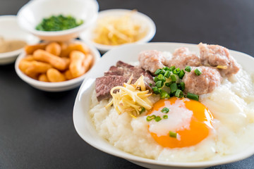 rice porridge with pork and egg