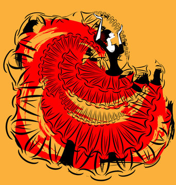 abstract red-yellow image of flamenco
