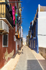 Street in the South of Spain. Colorful street in the old town of La Vila Joiosa.