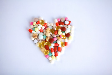 A lot of colorful medication and pills from above