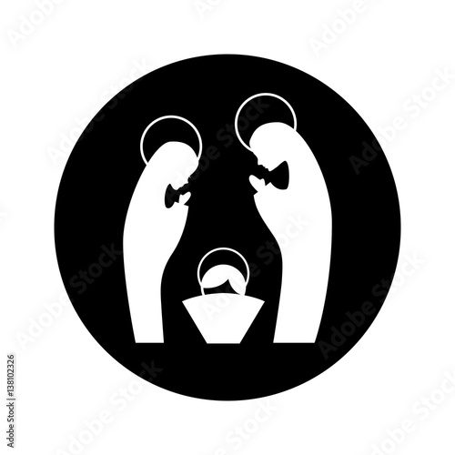 "manger family figure silhouette icon vector illustration design" Stock