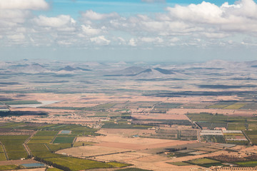 Aerial view from plane on Morocco west Africa