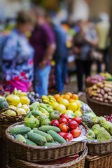 Fresh exotic fruits in Mercado Dos Lavradores.Madeira Island, Portugal.