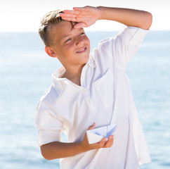 portrait boy boat