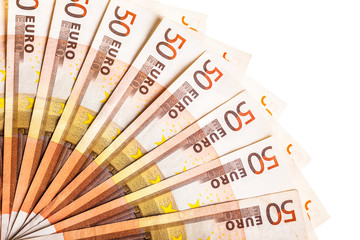 euro currency fan isolated