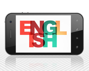 Education concept: Smartphone with English on  display