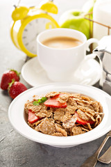 Multigrain healthy cereals with fresh strawberry