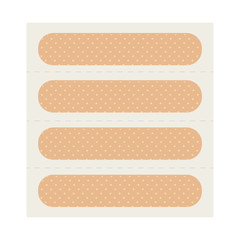 Medical adhesive plasters. Adhesive tape for scrapes and cuts. First aid. Vector illustration.