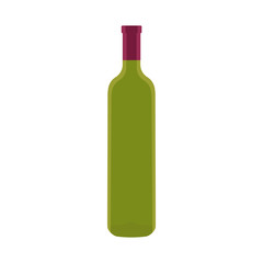 Green empty bottle of wine. Vector illustration.