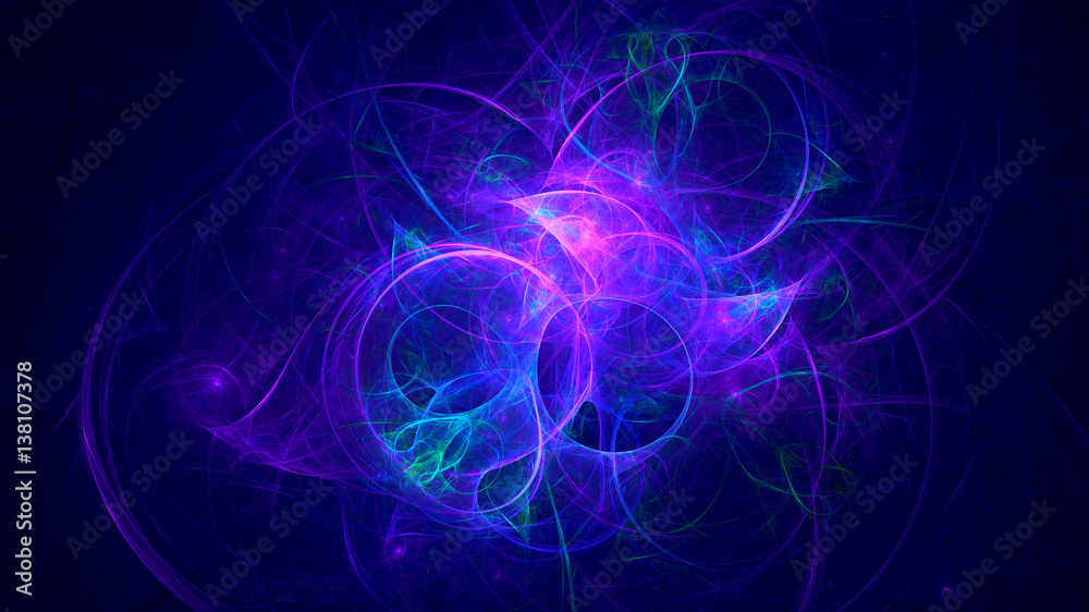 Poster 3d rendering abstract fractal light background