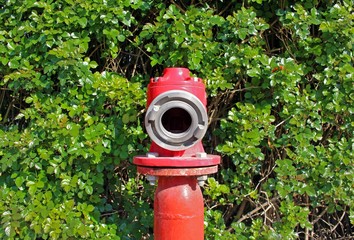 Red fire hydrant on the street in Israel