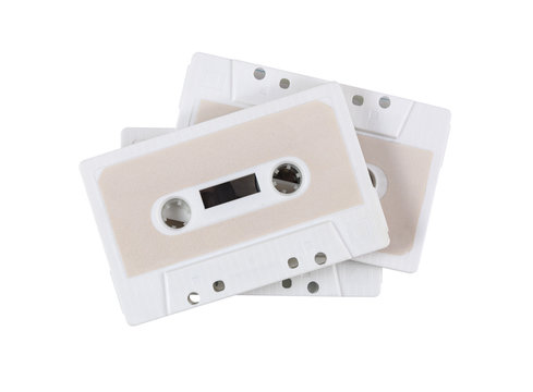 Three cassette tapes isolated on white background 