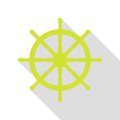 Ship wheel sign. Pear icon with flat style shadow path.