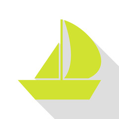 Sail Boat sign. Pear icon with flat style shadow path.