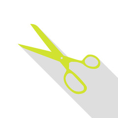 Scissors sign illustration. Pear icon with flat style shadow path.