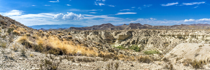 Panorama desert of Tabernas. View of the Tabernas desert in Andalusia in southern Spain